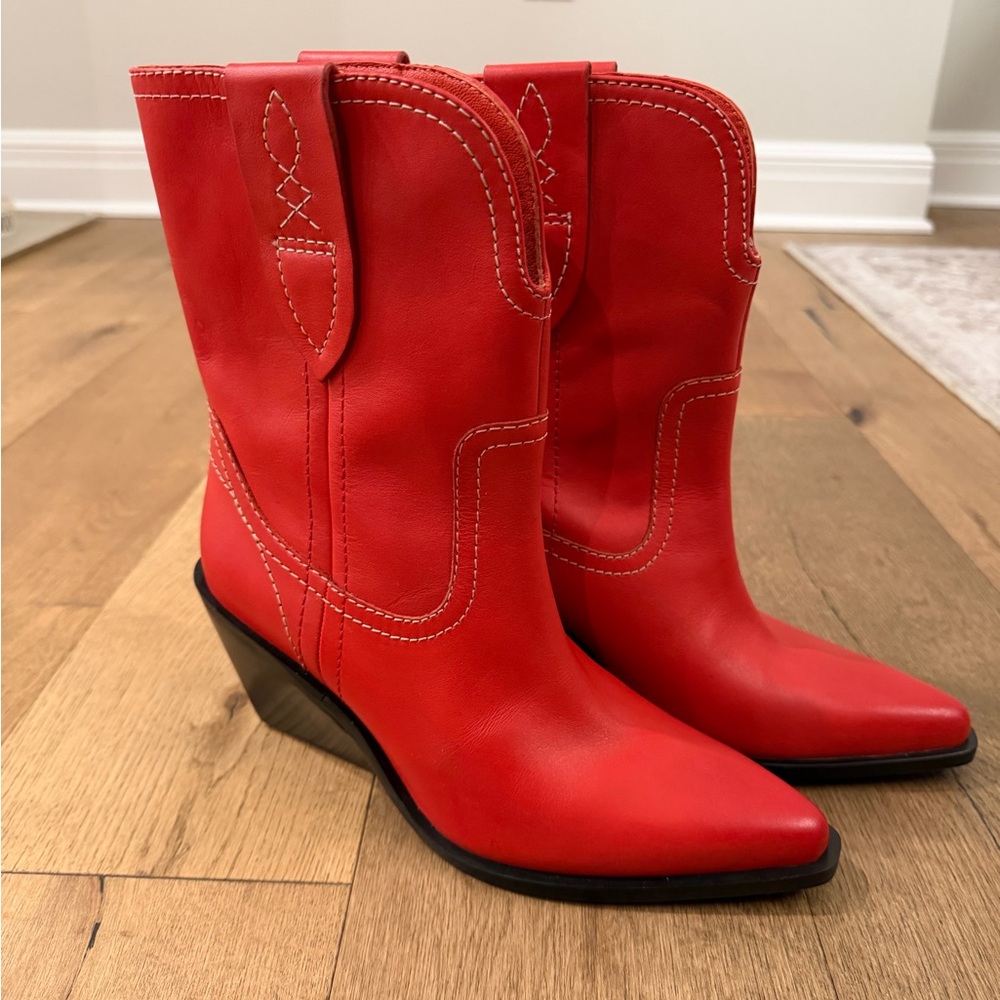 Free People Pitchfork Point Western Boot Red Size 8.5 NWOB